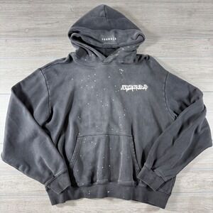 YoungLA Immortal Hoodie Mens XL Faded Black Paint Splatter YLA2801 Oversized
